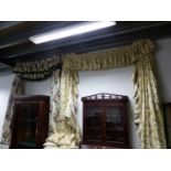 VARIOUS PAIRS OF CHINTZ LINED AND INTERLINED FLORAL PATTERN CURTAINS WITH RELATED HANGINGS AND