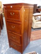 A BRIGHTS OF NETTLEBED ORIENTAL HARDWOOD CHEST OF FOUR BRASS HANDLED FILE DRAWERS. W 53 x D 61 x H