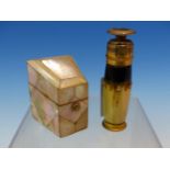 A MOTHER OF PEARL MOUNTED THIMBLE AND NEEDLE CASE TOGETHER WITH AN AROMYS SCENT SPRAY SET WITH