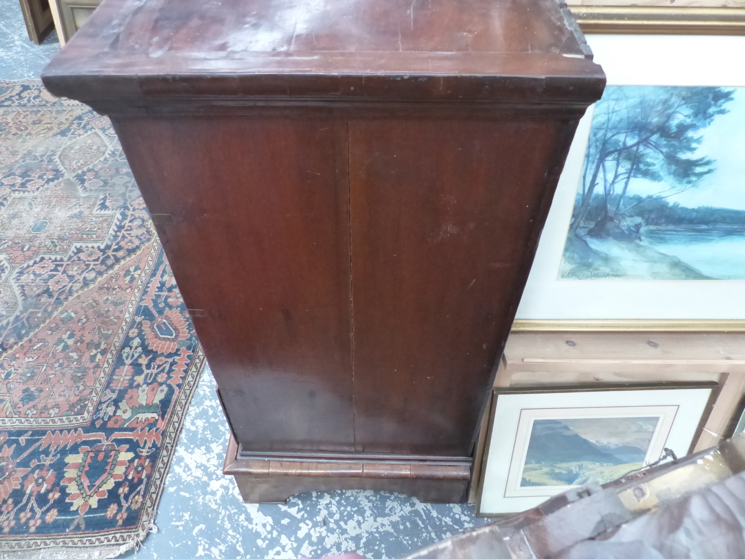 AN 18th.C. AND LATER WALNUT CHEST OF THREE SHORT AND THREE LONG GRADUATED DRAWERS ON SHAPED PLINTH - Image 6 of 13