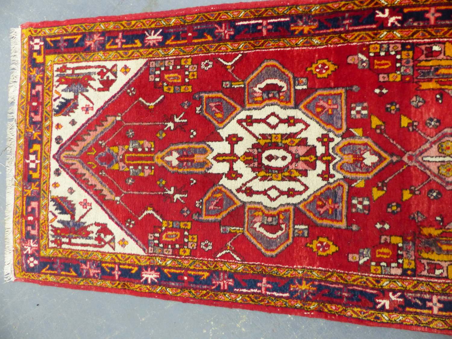 A PERSIAN TRIBAL RUNNER. 312 x 96cms. - Image 4 of 5