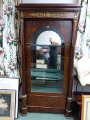 A 19th.C.FRENCH EMPIRE MAHOGANY VITRINE DISPLAY CABINET, MIRROR BACKED SHELVED INTERIOR WITH