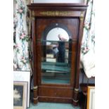 A 19th.C.FRENCH EMPIRE MAHOGANY VITRINE DISPLAY CABINET, MIRROR BACKED SHELVED INTERIOR WITH