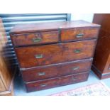 A 19th.C. MAHOGANY AND BRASS MOUNTED TWO PART CAMPAIGN CHEST OF DRAWERS