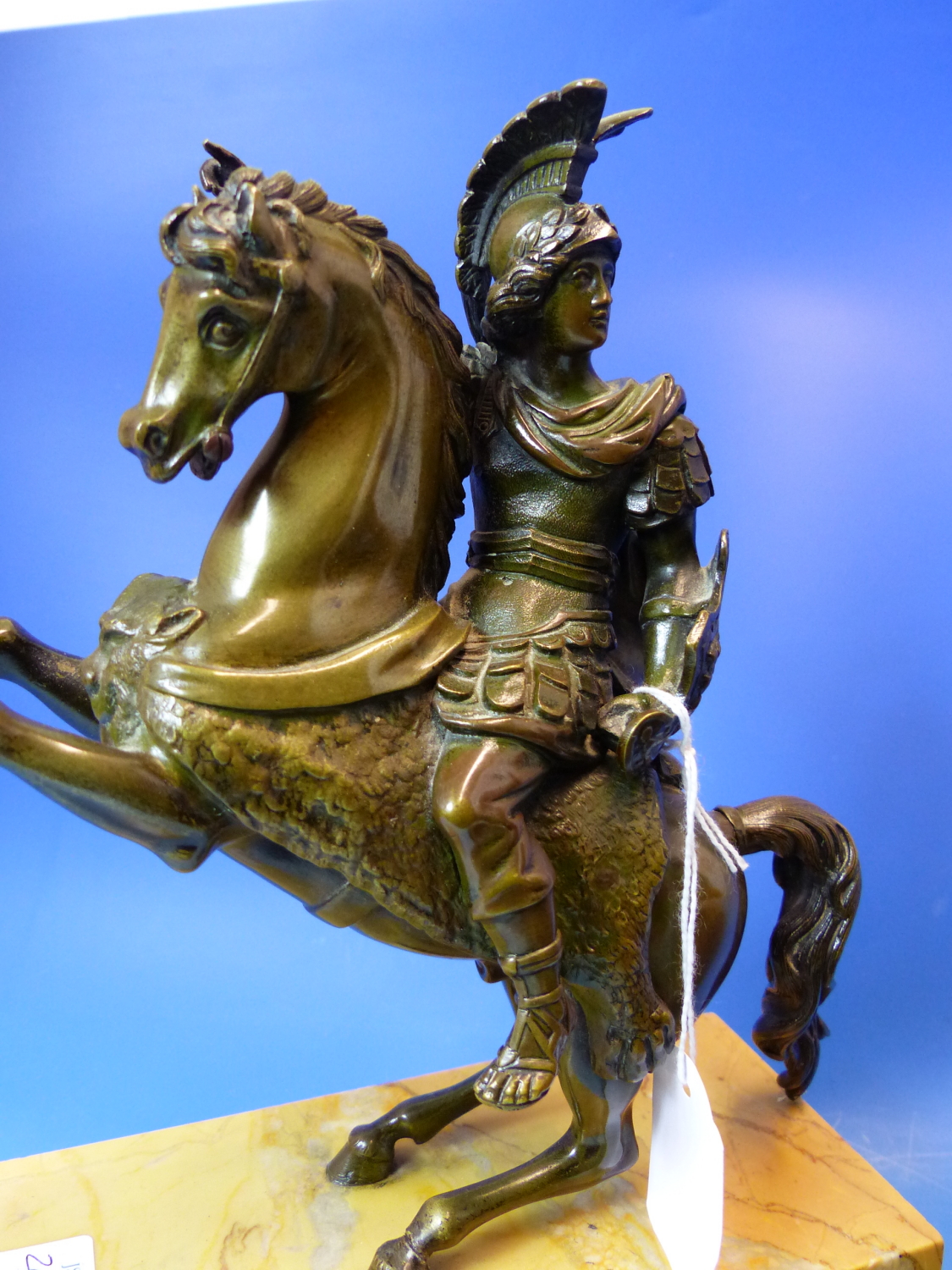 A PAIR OF 19th.CENTURY EQUESTRIAN BRONZES OF A COSSACK AND A ROMAN SOLDIER, THEIR HORSES REARING ON - Image 4 of 20