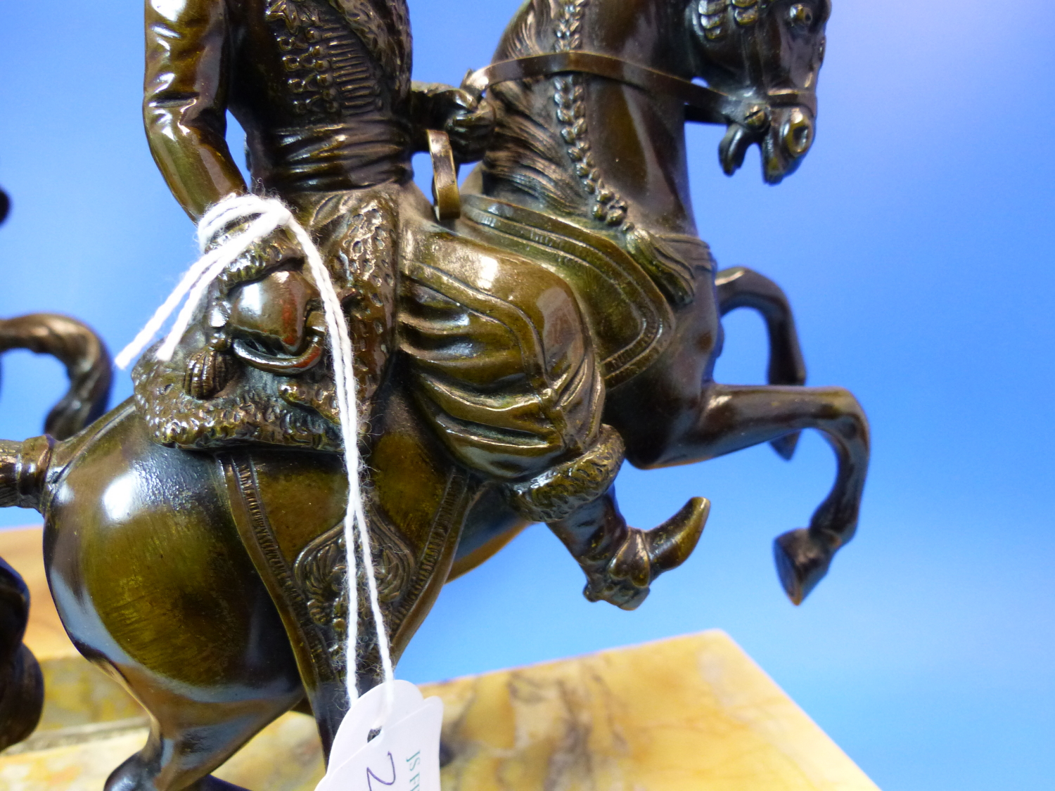 A PAIR OF 19th.CENTURY EQUESTRIAN BRONZES OF A COSSACK AND A ROMAN SOLDIER, THEIR HORSES REARING ON - Image 10 of 20