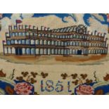 A BERLIN WOOL WORK PICTURE OF THE CRYSTAL PALACE WHEN HOME TO THE 1851 GREAT EXHIBITION. 51 x 51cms.