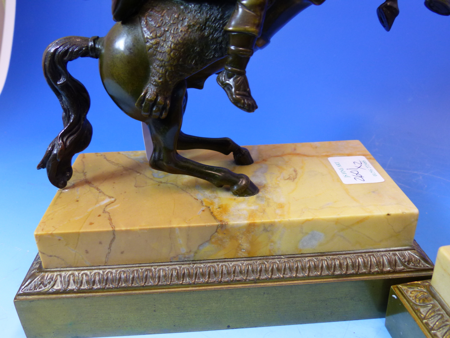 A PAIR OF 19th.CENTURY EQUESTRIAN BRONZES OF A COSSACK AND A ROMAN SOLDIER, THEIR HORSES REARING ON - Image 19 of 20