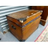 AN IRON BOUND PINE SILVER CHEST. W.64 x D.46 x H.46cms.