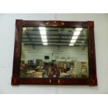 AN UNUSUAL 19th.C.SPECIMEN WOOD INLAID FRAMED WALL MIRROR. W.117 x H.94cms.