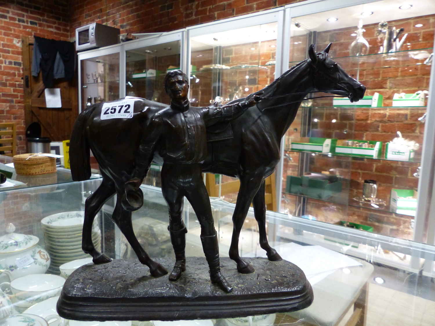 A PAIR OF 19TH CENTURY BRONZE PATINATED SPELTER FIGURE OF MARLEY HORSES - Image 5 of 11