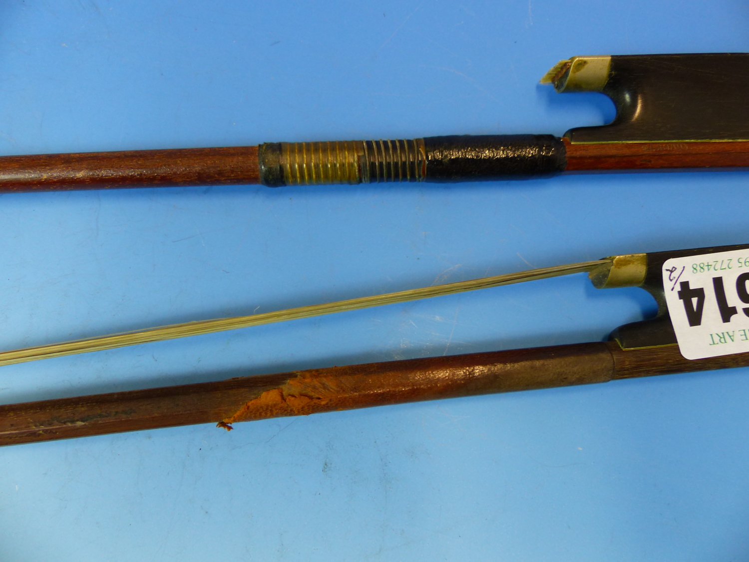 TWO VIOLIN BOWS, ONE STAMPED DODD TO ONE SIDE OF THE FROG AND GERMANY ON THE OTHER. - Image 4 of 11