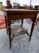 AN EDWARDIAN ROSEWOOD ENVELOPE GAMES TABLE, THE FOUR FLAPS OPENING TO REVEAL COUNTER DISHES ABOUT