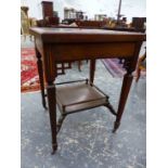 AN EDWARDIAN ROSEWOOD ENVELOPE GAMES TABLE, THE FOUR FLAPS OPENING TO REVEAL COUNTER DISHES ABOUT