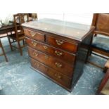 A GEO.III.OAK CHEST OF TWO SHORT AND THREE LONG DRAWERS. W.95 x D.55 x H.90cms.