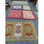 A TRIBAL KELIM RUG 163 x 114cms, TOGETHER WITH EIGHT OTHER MATS AND RUGS (9).
