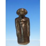AN ANCIENT EGYPTIAN CARVED BASALT THREE QUARTER LENGTH FIGURE OF A NOBLE MAN OR OFFICIAL, THE SQUARE