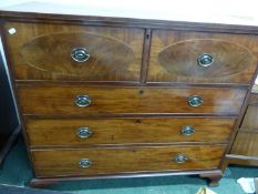 A REGENCY MAHOGANY SECRETAIRE CHEST WITH FITTED FALL FRONT UPPER DRAWER OVER THREE GRADUATED LONG