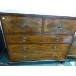 A REGENCY MAHOGANY SECRETAIRE CHEST WITH FITTED FALL FRONT UPPER DRAWER OVER THREE GRADUATED LONG
