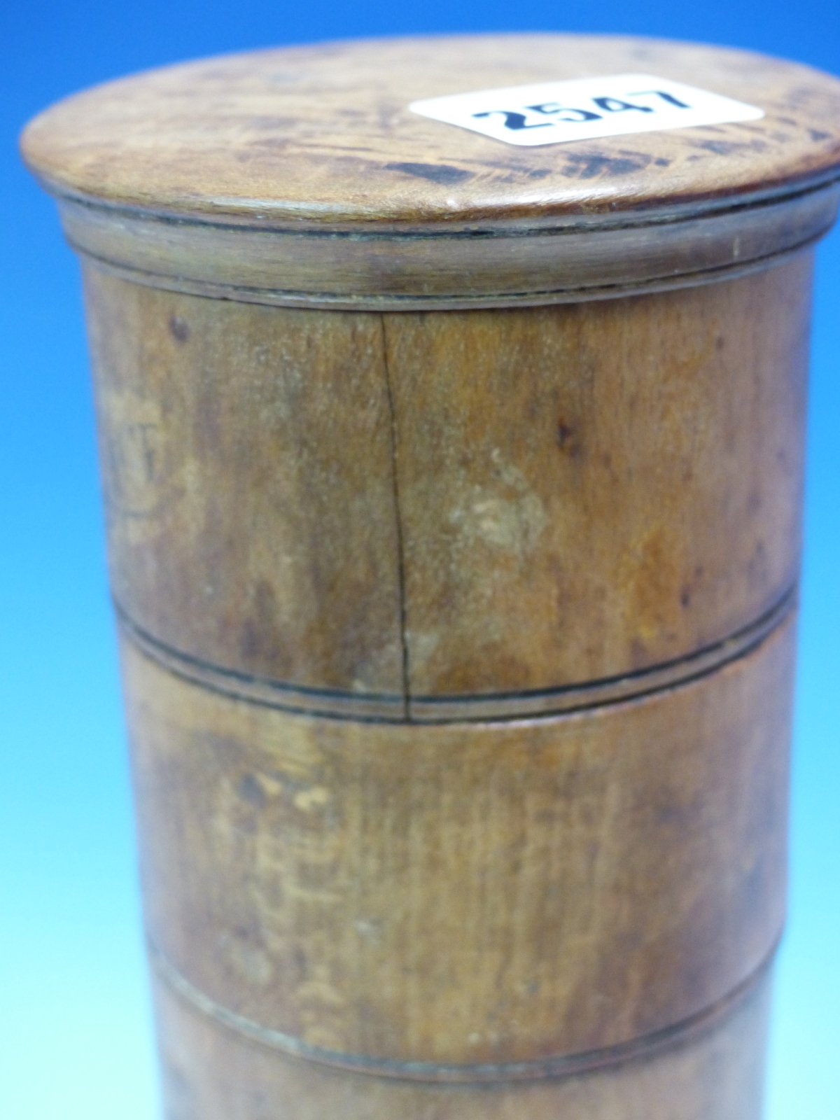 A TREEN SPICE TURRET, THE FIVE CYLINDRICAL COMPARTMENTS FAINTLY NAMED. H 23.5cms. - Image 7 of 7