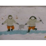 INUIT ART. MOSESEE NOVAKEEL (1945 - ****). HAPPY WITH THEIR LIVES. PENCIL SIGNED AND NUMBERED 6/50