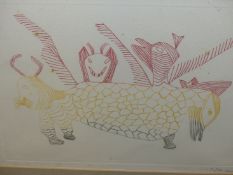 INUIT ART. ASHOONA PITSEOLAK (DORSET 1904-****). SPIRITS AND SUMMER SPIRITS. TWO PENCIL SIGNED COL