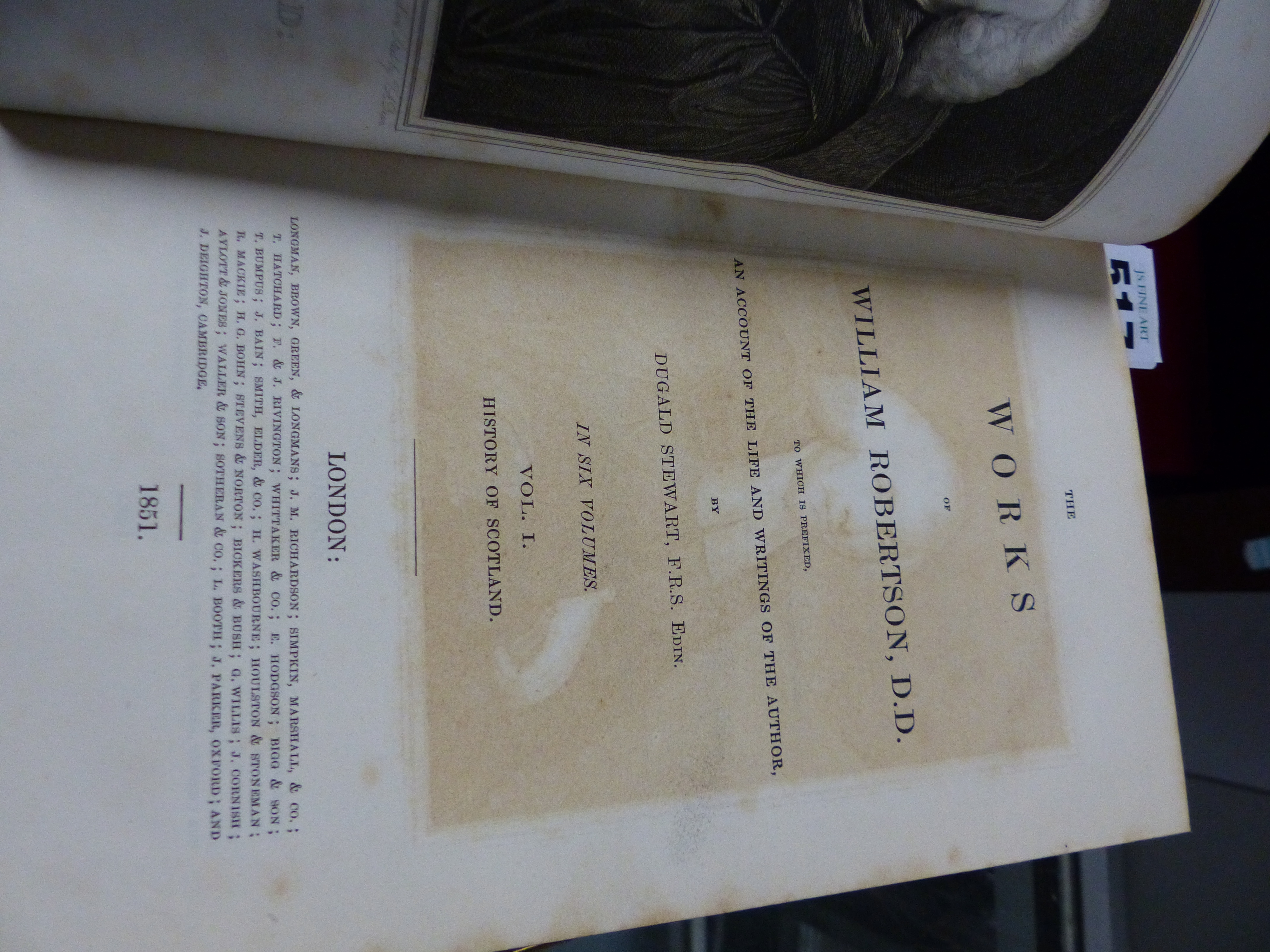 WILLIAM ROBERTSON, SCOTLAND AND CHARLES V, FOUR LEATHER BOUND OCTAVO VOLUMES, 1851.