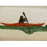 INUIT ART. THOMASEE ALIKATUKTUK (PANGNIRTUNG 1953 - ****). SUMMER HUNTING. PENCIL SIGNED AND NUMBE