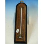 A VINTAGE HANGING WALL THERMOMETER BY JOSEPH DAVIES AND CO. FITZROY WORKS, LONDON S.E. EBONISED