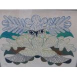 INUIT ART. KENOJUAK (DORSET 1927 - ****). OWL OF THE SEA, PENCIL SIGNED AND NUMBERED 140/200.