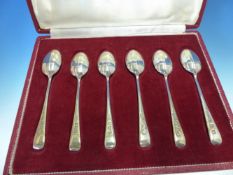 A CASED SET OF SIX HALLMARKED SILVER COFFEE SPOONS