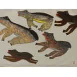 INUIT ART. PITSEOLAK (DORSET, 1927 - ****). YOUNG BEARS. PENCIL SIGNED AND NUMBERED 10/50. 1977.