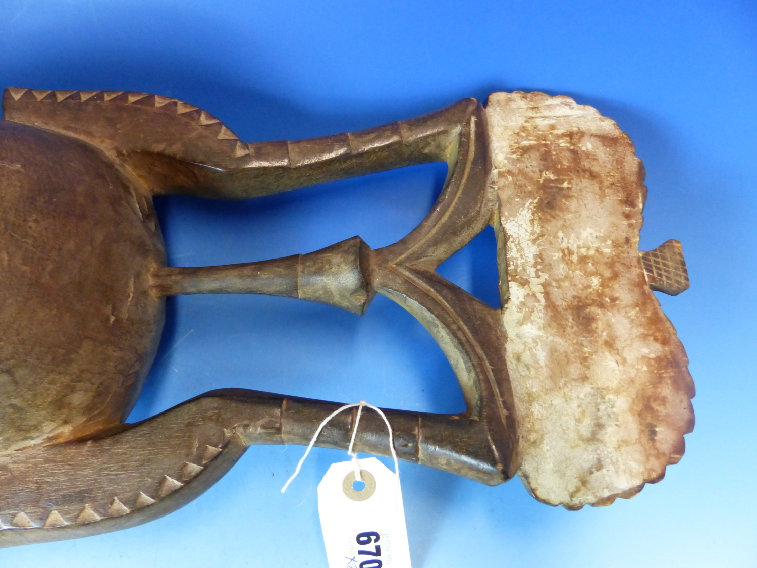 TWO CARVED AND DECORATED DECORATIVE AFRICAN TRIBAL MASKS. HEIGHT OF LARGEST 53cms. - Image 3 of 15