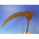 AN ANTIQUE AFRICAN IRON CURRENCY SICKLE 45CM LONG