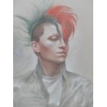 COLIN FROOMS. (1933-2017) ARR. STUDY FOR PUNK ROCKER, PASTEL SIGNED VERSO, FRAMED AND GLAZED. 56 x