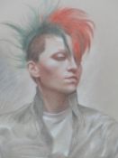 COLIN FROOMS. (1933-2017) ARR. STUDY FOR PUNK ROCKER, PASTEL SIGNED VERSO, FRAMED AND GLAZED. 56 x