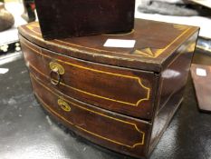 A VINTAGE CASED CHESS SET, TOGETHER WITH A VICTORIAN OVAL PAPIERMACHE TRAY AND A TIN DECORATED TWO