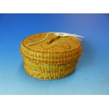 AMERICAN INDIAN SMALL CIRCULAR COVERED BASKET CONTAINING COASTERS. D. 12cms.