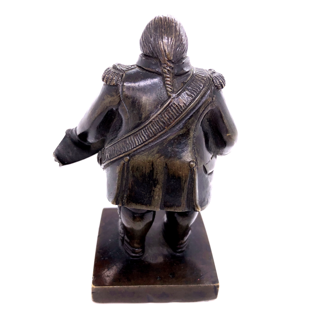AN ANTIQUE PATINATED BRONZE FIGURE OF LOUIS XVIII " LE DESIRE" KING OF FRANCE. ON SQUARE PLINTH - Image 9 of 11
