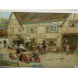 A VINTAGE COLOUR AUTOMOTIVE PRINT ENTITLED 'COUNTRY PLEASURES'. 46 x 63cms.