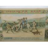 A VINTAGE COLOUR COMIC PRINT "WIDDICOMBE FAIR", THE STORY OF TOM PEARSE. 26 x 59cms.