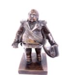 AN ANTIQUE PATINATED BRONZE FIGURE OF LOUIS XVIII " LE DESIRE" KING OF FRANCE. ON SQUARE PLINTH