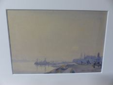 GEORGE BERNARD GOTCH (1876-1963). ARR. AN ESTUARY VIEW, SIGNED WATERCOLOUR, MOUNTED BUT UNFRAMED