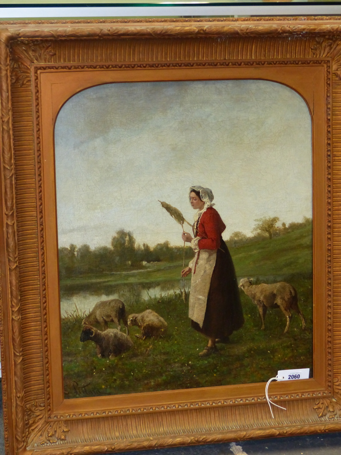 C. PITTARD. 19th.C.ENGLISH SCHOOL. THE SHEPHERDESS, SIGNED OIL ON CANVAS. 66 x 56cms. - Image 3 of 10