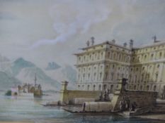 19th.C.TOPOGRAPHICAL SCHOOL. AN ITALIAN LAKE SCENE, WATERCOLOUR 16 x 23cms.