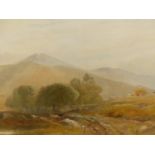 J. W. WHITTAKER. (1829-1876) A HIGHLAND FARMING SCENE, WATERCOLOUR SIGNED AND DATED 1875 48 x
