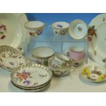 A COLLECTION OF DRESDEN FLORAL TEA WARES, A PAIR OF ROSENTHAL FLORAL PLATES AND TWO OTHERS ENGLISH.