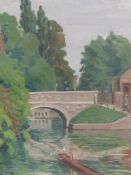 EARLY 20th.C.ENGLISH SCHOOL. PUNTING ON THE RIVER, OIL ON CANVAS. 61 x 46cms.