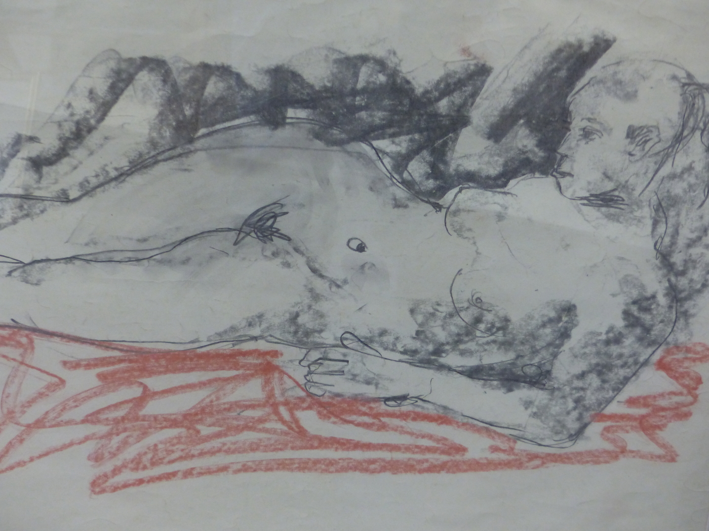THREE 20th.C.FIGURE STUDIES, TWO INDISTINCTLY SIGNED OR INSCRIBED, WATERCOLOUR AND PEN AND INK. - Image 7 of 12