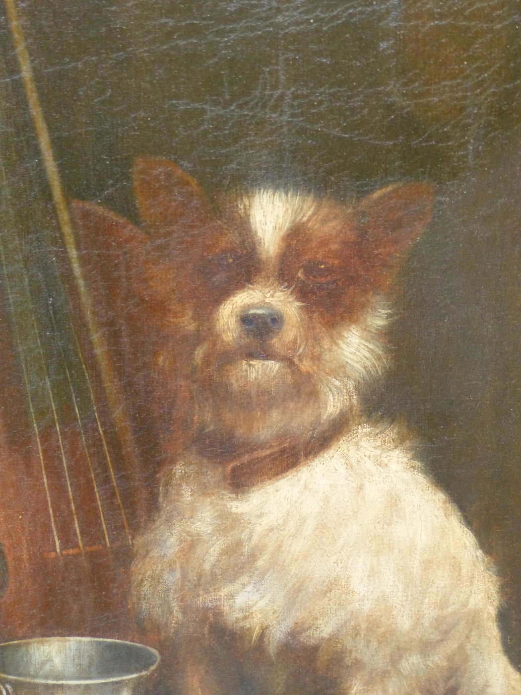 19th.C.ENGLISH SCHOOL. THE POSED TERRIER, OIL ON CANVAS. 62 x 46cms. - Image 5 of 10